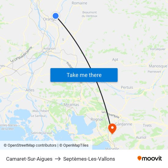 Camaret-Sur-Aigues to Septèmes-Les-Vallons map
