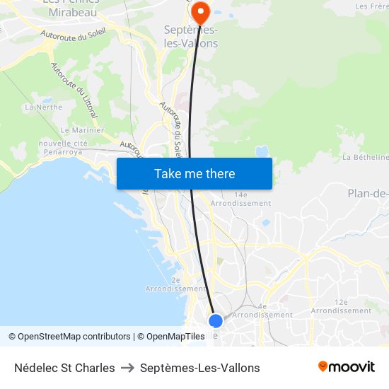 Nédelec St Charles to Septèmes-Les-Vallons map