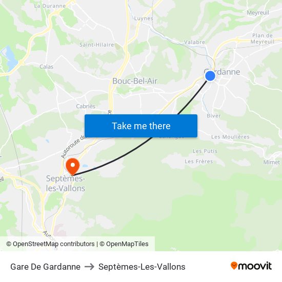 Gare De Gardanne to Septèmes-Les-Vallons map