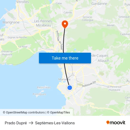 Prado Dupré to Septèmes-Les-Vallons map