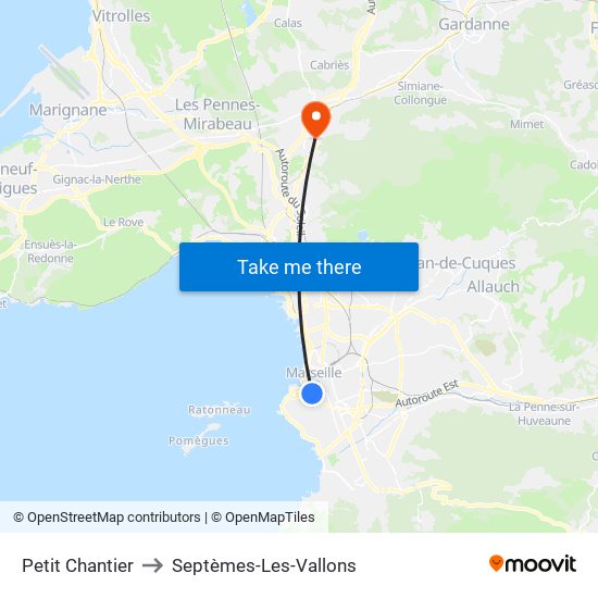 Petit Chantier to Septèmes-Les-Vallons map