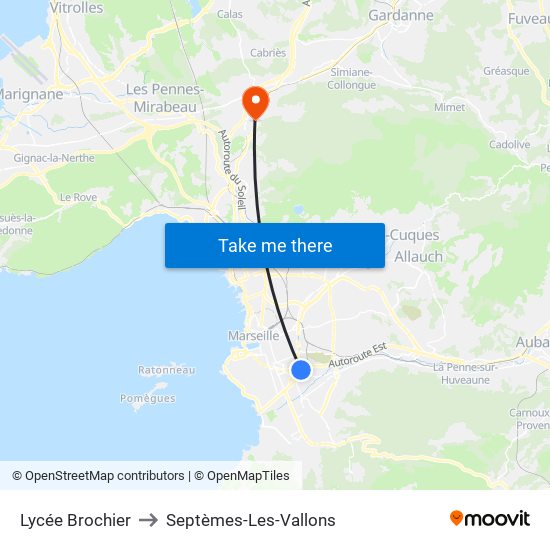 Lycée Brochier to Septèmes-Les-Vallons map
