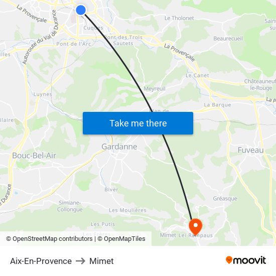 Aix-En-Provence to Mimet map