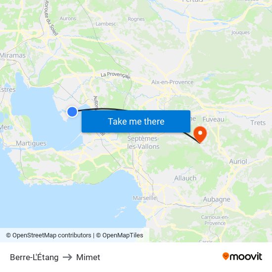 Berre-L'Étang to Mimet map