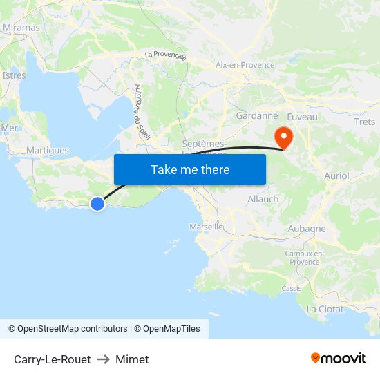 Carry-Le-Rouet to Mimet map