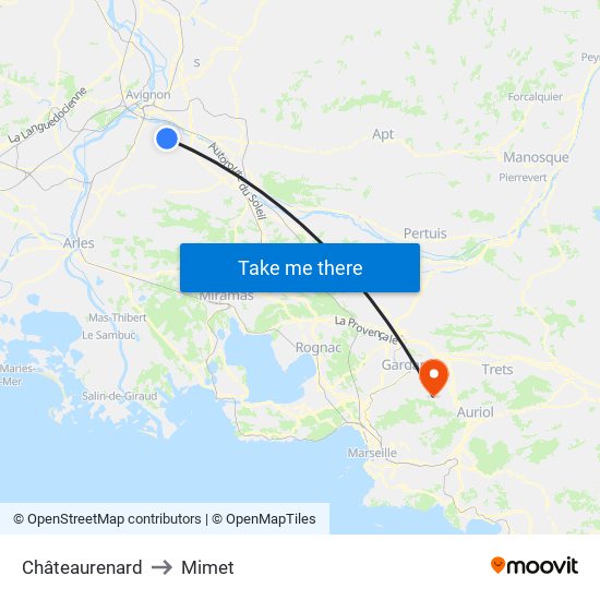 Châteaurenard to Mimet map