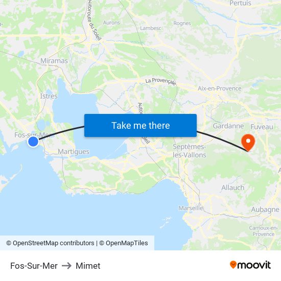 Fos-Sur-Mer to Mimet map