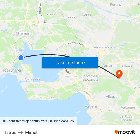 Istres to Mimet map