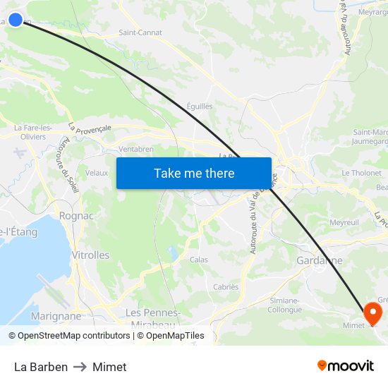 La Barben to Mimet map