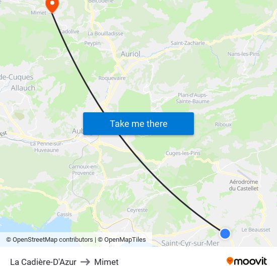 La Cadière-D'Azur to Mimet map