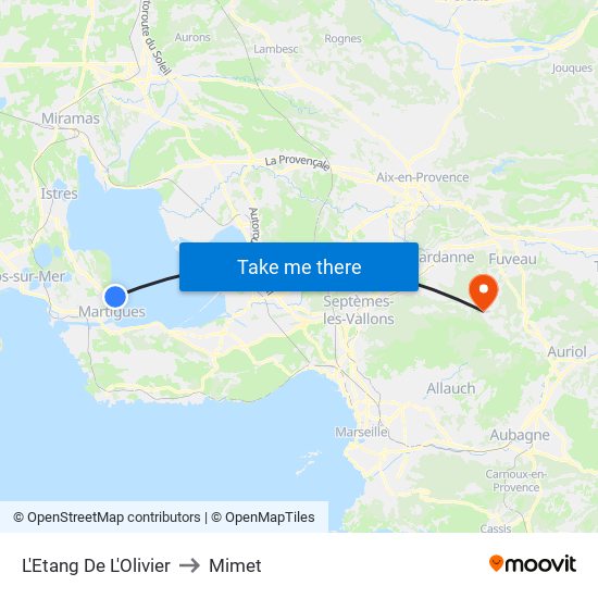 L'Etang De L'Olivier to Mimet map