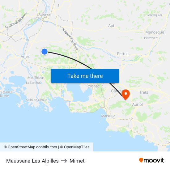 Maussane-Les-Alpilles to Mimet map