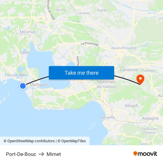 Port-De-Bouc to Mimet map