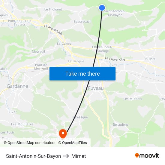 Saint-Antonin-Sur-Bayon to Mimet map