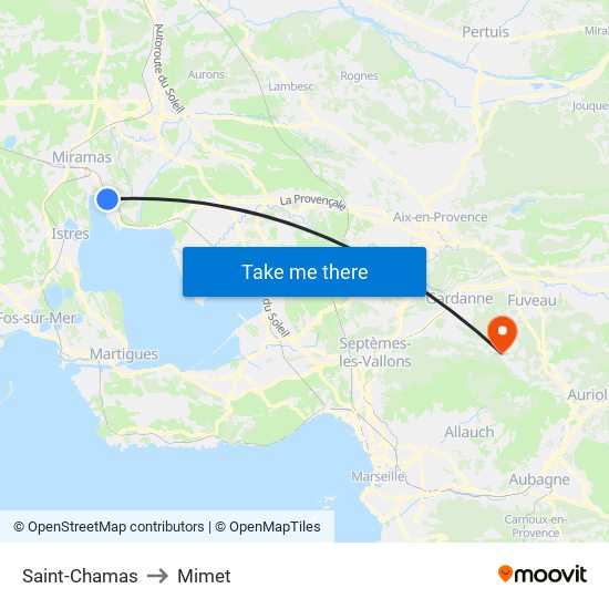 Saint-Chamas to Mimet map