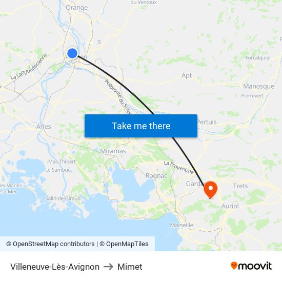 Villeneuve-Lès-Avignon to Mimet map