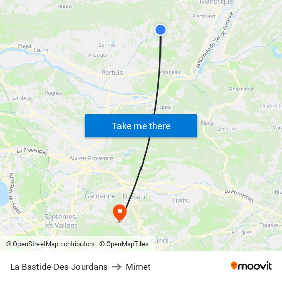 La Bastide-Des-Jourdans to Mimet map