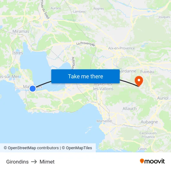 Girondins to Mimet map