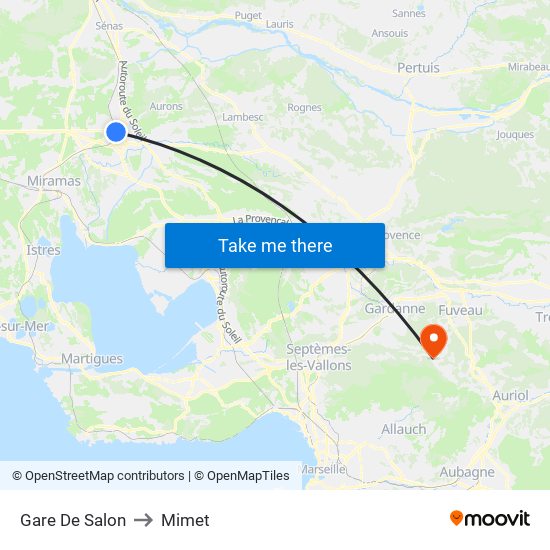 Gare De Salon to Mimet map