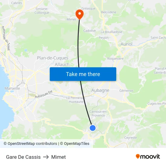 Gare De Cassis to Mimet map