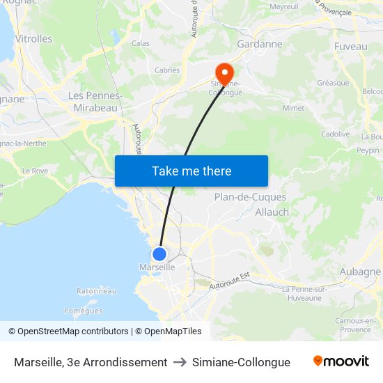 Marseille, 3e Arrondissement to Simiane-Collongue map