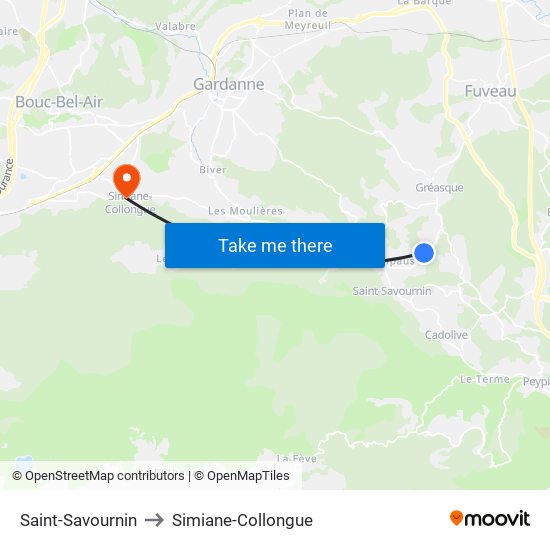 Saint-Savournin to Simiane-Collongue map