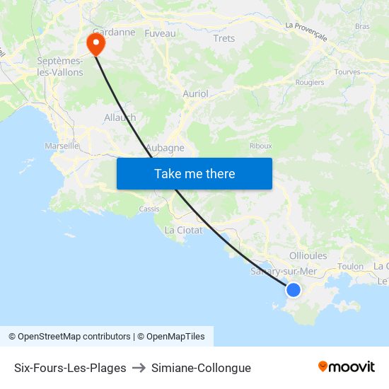 Six-Fours-Les-Plages to Simiane-Collongue map