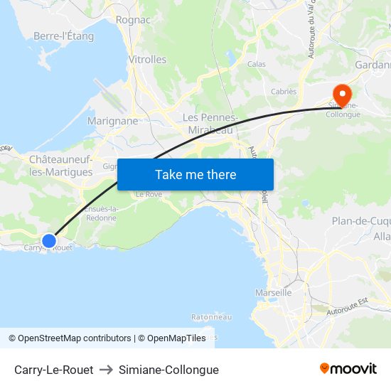 Carry-Le-Rouet to Simiane-Collongue map