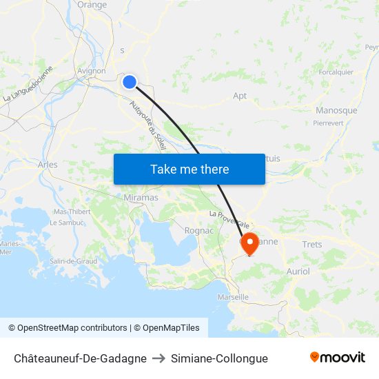 Châteauneuf-De-Gadagne to Simiane-Collongue map