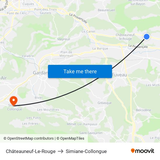 Châteauneuf-Le-Rouge to Simiane-Collongue map