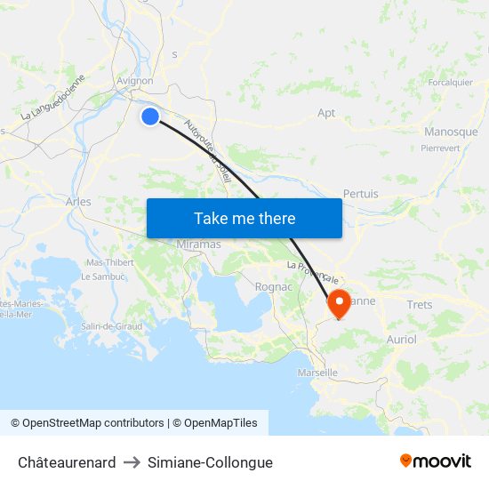 Châteaurenard to Simiane-Collongue map