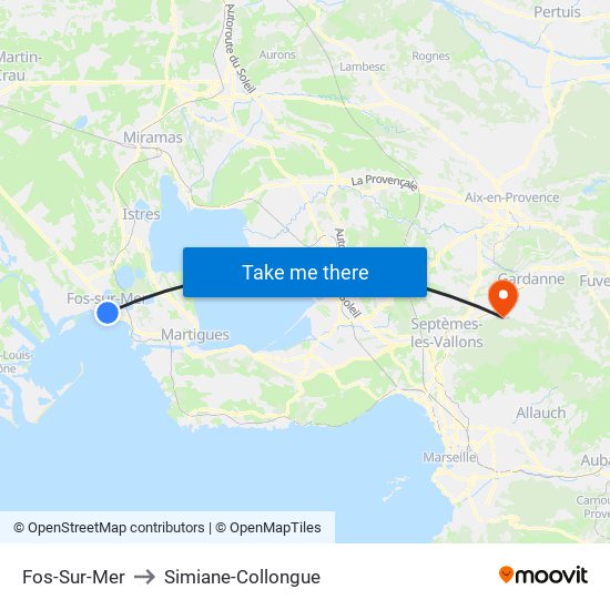 Fos-Sur-Mer to Simiane-Collongue map