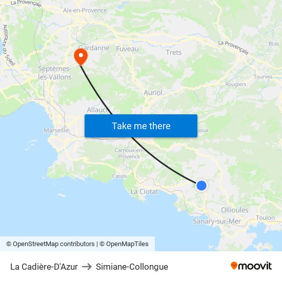 La Cadière-D'Azur to Simiane-Collongue map
