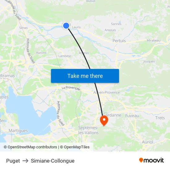 Puget to Simiane-Collongue map