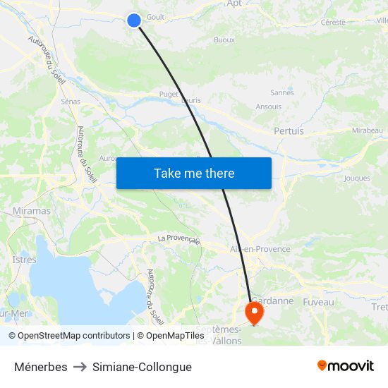 Ménerbes to Simiane-Collongue map