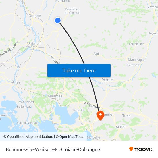 Beaumes-De-Venise to Simiane-Collongue map