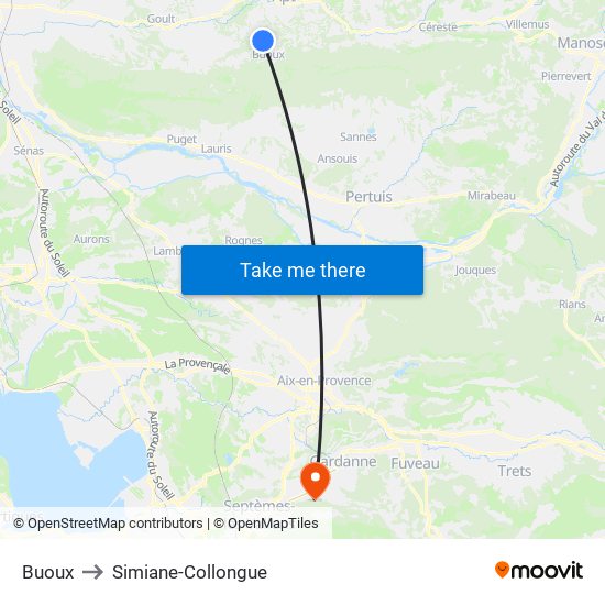 Buoux to Simiane-Collongue map