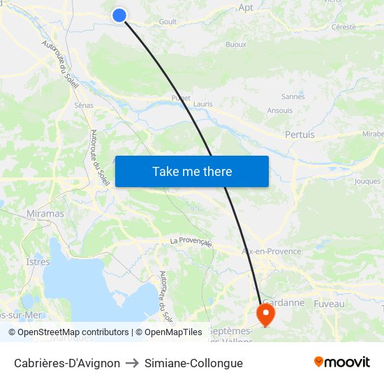 Cabrières-D'Avignon to Simiane-Collongue map