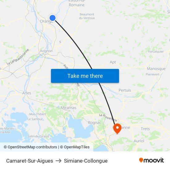 Camaret-Sur-Aigues to Simiane-Collongue map