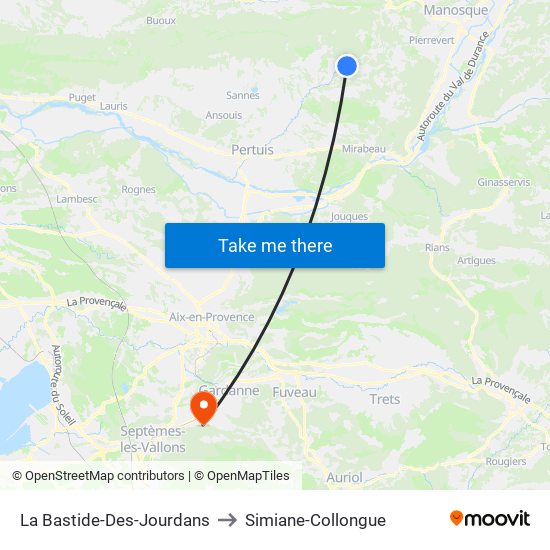 La Bastide-Des-Jourdans to Simiane-Collongue map