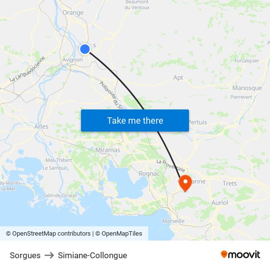 Sorgues to Simiane-Collongue map