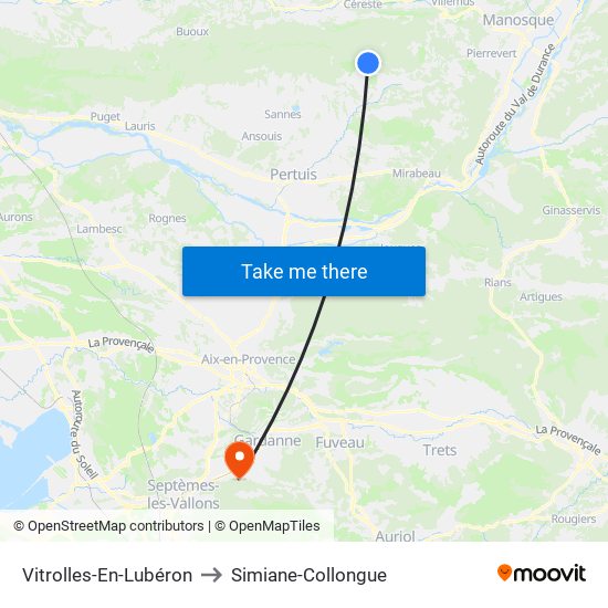 Vitrolles-En-Lubéron to Simiane-Collongue map