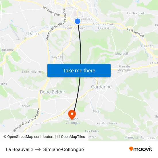 La Beauvalle to Simiane-Collongue map
