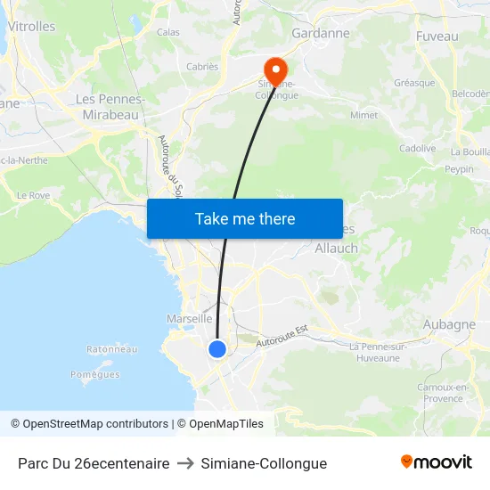 Parc Du 26ecentenaire to Simiane-Collongue map