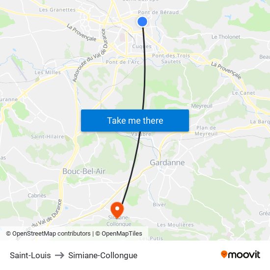 Saint-Louis to Simiane-Collongue map