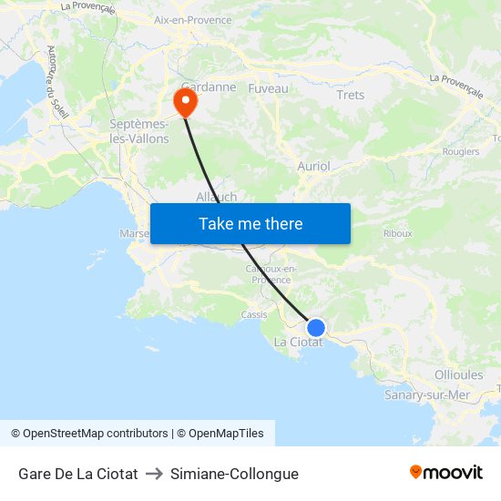 Gare De La Ciotat to Simiane-Collongue map