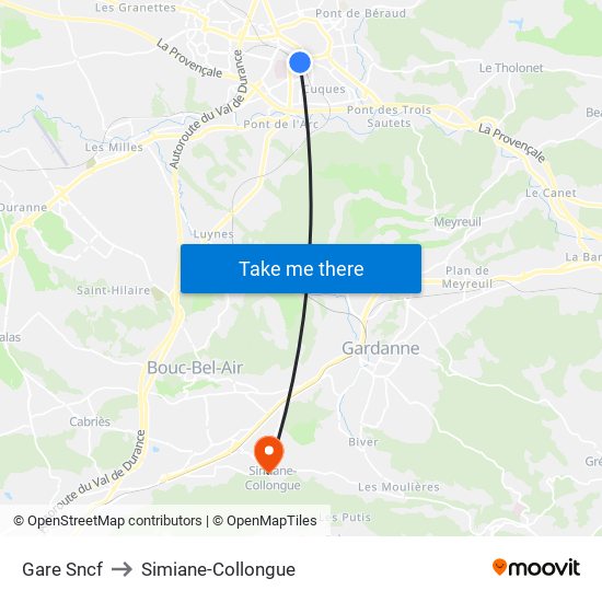 Gare Sncf to Simiane-Collongue map