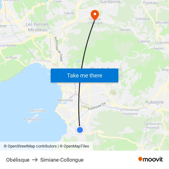Obélisque to Simiane-Collongue map