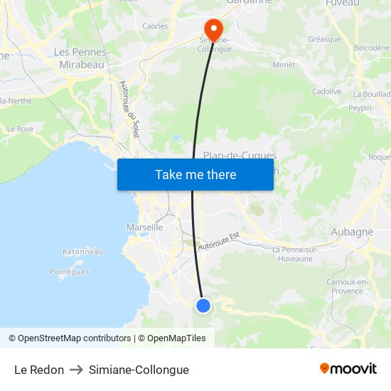 Le Redon to Simiane-Collongue map