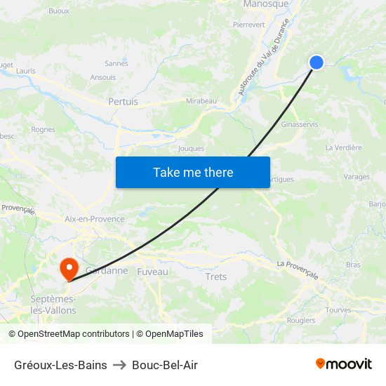 Gréoux-Les-Bains to Bouc-Bel-Air map